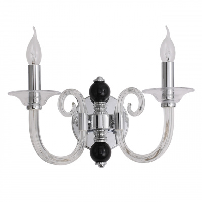 Podwójny kinkiet klasyczny, transparentne ramiona i chrom MW-LIGHT Ella Elegance 483024302