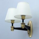 Podwójny kinkiet nowoczesny, czarny, mosiężny, białe klosze MW-LIGHT Classic 700023202