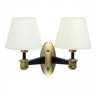 Podwójny kinkiet nowoczesny, czarny, mosiężny, białe klosze MW-LIGHT Classic 700023202