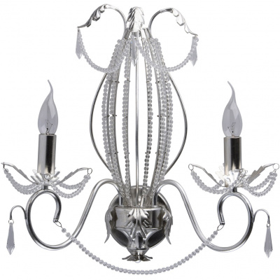 Podwójny kinkiet w kształcie świecznika o srebrnej powłoce i kryształami Chiaro 299021002