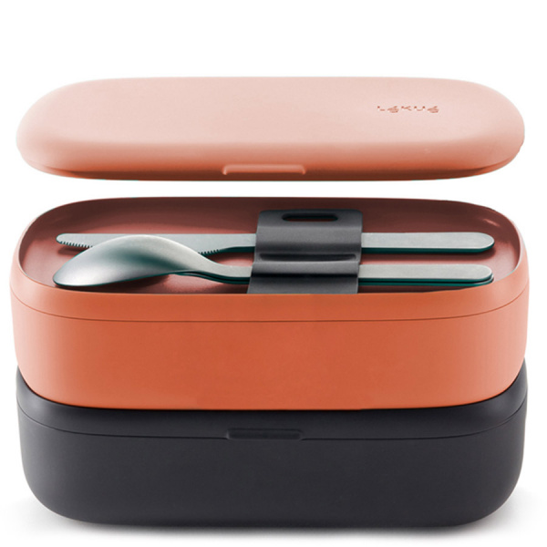 Podwójny pojemnik na posiłek 2 x 0,5 Litra To Go Lekue różowy