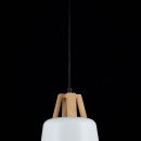 Pojedyncza lampa wisząca do jadalni, biały klosz, drewno Cup Maytoni Modern P019-PL-01-W