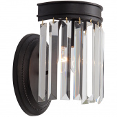 Pojedynczy kinkiet prostokątne kryształy, czarna podstawa Vitaluce VE5096-1/1A