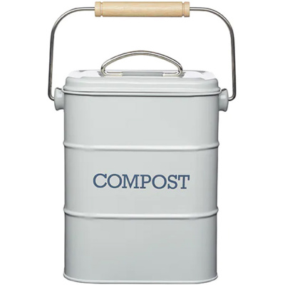 Pojemnik metalowy na odpadki bio, 3-litry Living Nostalgia Kitchen Craft szary LNCOMPGRY