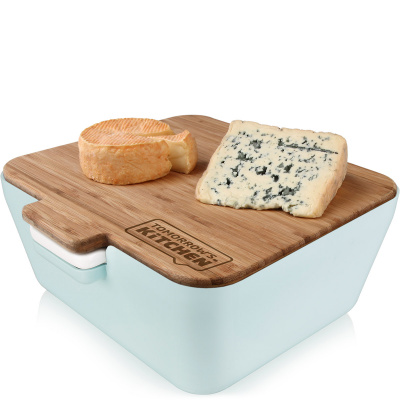 Pojemnik na pieczywo z deską bambusową Tomorrow's Kitchen Vintage Blue TK-27107603