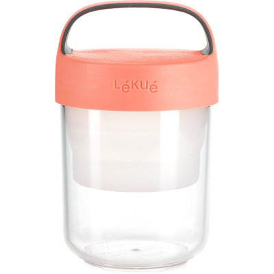 Pojemnik z uchwytem, szczelny, na posiłek 0,4 Litra Jar To Go Lekue rózowy 0301014R06U150