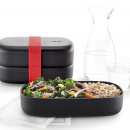 Pojemniki na posiłek 2 x 500 ml, silikonowa opaska Limited To Go Lekue czarne 0301030G08M017