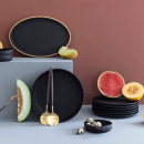 Półmisek do steków 35 cm, porcelanowa imitacja czarnego łupka Basalt Revol RV-654185-4