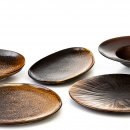 Półmisek porcelanowy, nieregularny kształt, stara miedź Fire Verlo V-83002-4