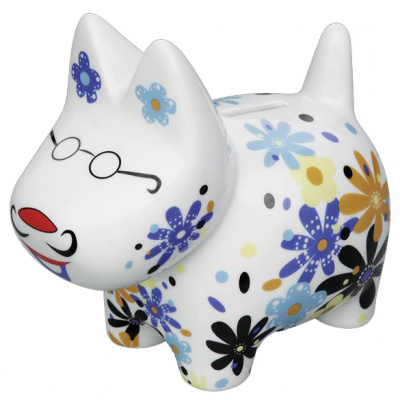 Porcelanowa skarbonka piesek w kwiatki Cilio offCI-105421