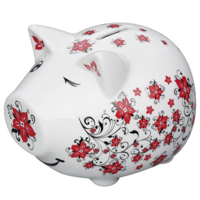 Porcelanowa skarbonka świnka w kwiatki Cilio CI-105452
