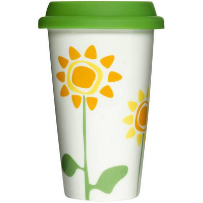 Porcelanowy kubek termiczny z pokrywką Sagaform kwiaty SF-5015919