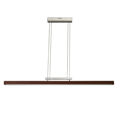 Prosta lampa wisząca LED do jadalni - regulowana, chrom / drewno 675011601