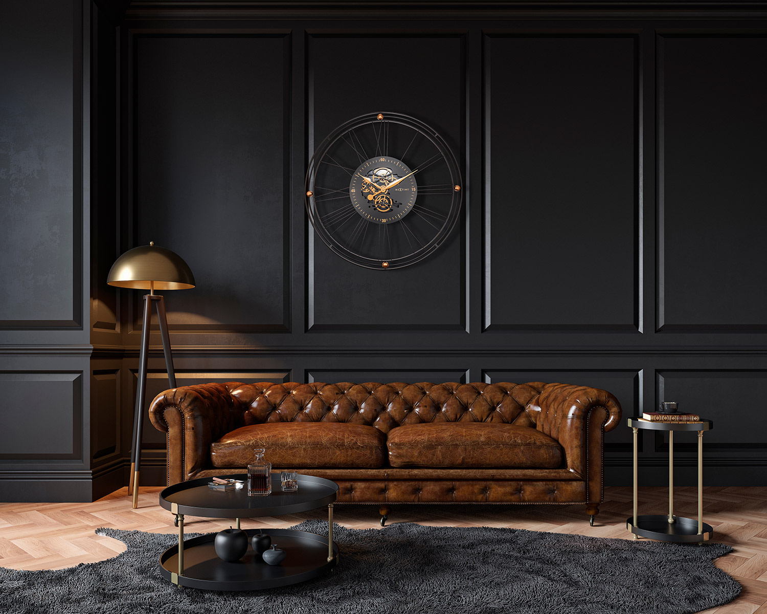 przykuwający spojrzenia duży zegar loft w stylu retro  - średnica 90 cm, dla tych co cenią ekskluzywne oferty