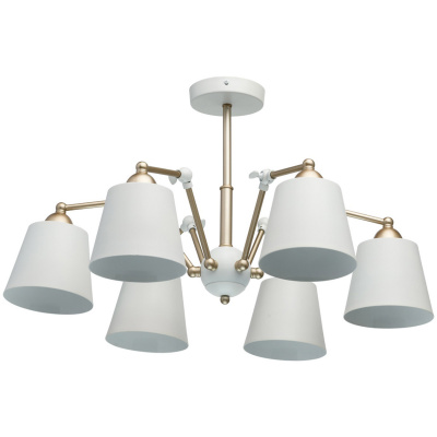 Regulowany żyrandol na 6 żarówek, biało-złoty RegenBogen Megapolis 691011906