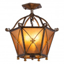 Rustykalna latarnia sufitowa jak z kutego żelaza, złote ozdobniki CHIARO Country 382012503
