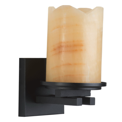 Rustykalny kinkiet czarny retro z metalu i naturalnego kamienia 382027201