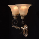 Rustykalny, podwójny kinkiet, złoty, beżowe klosze szklane CHIARO Country 254022202