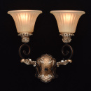 Rustykalny, podwójny kinkiet, złoty, beżowe klosze szklane CHIARO Country 254022202