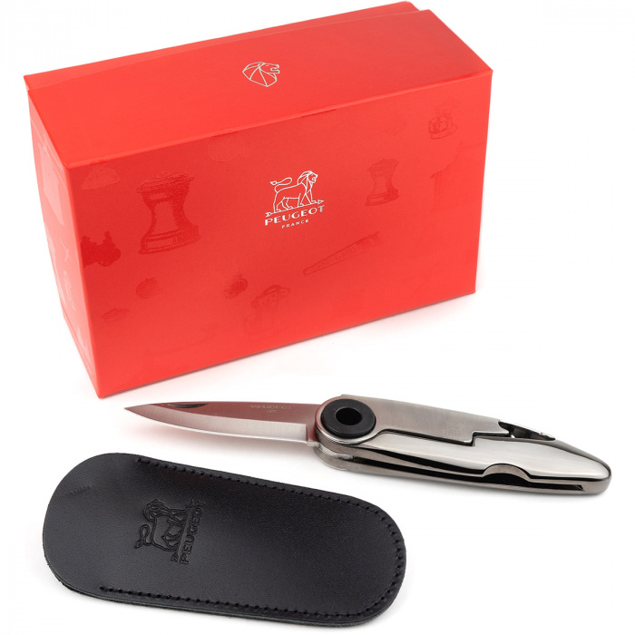 Scyzoryk w skórzanym etui Ixon Peugeot opakowanie prezentowe