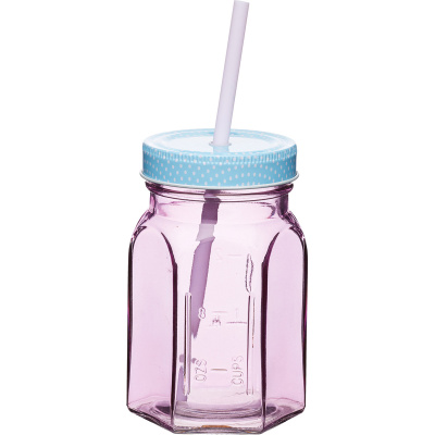 Słoik ze słomką Kitchen Craft fioletowy CMWGLSJAR_VI