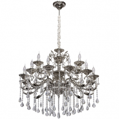 Srebrna lampa wisząca do bardzo dużego salonu kryształami MW-LIGHT Classic - wyc 482015518