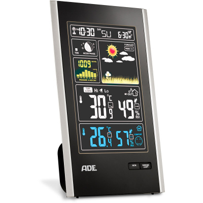 Stacja pogodowa domowa z animowaną prognozą pogody, budzikiem, ADE AD-WS 1600