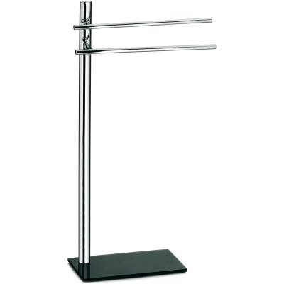 Stojak łazienkowy na dwa ręczniki Lunis Kela chromowany, szklana podstawa KE-21527