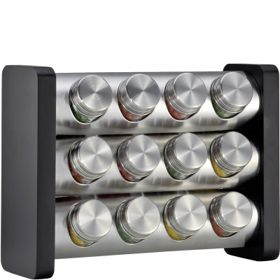 Stojak na przyprawy, stalowo-drewniany, 12 szklanych pojemników Kuchenprofi KU-2617502812