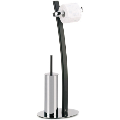 Stojak na rolkę papieru toaletowego i szczotkę do WC Antares Kela chrom i drewno KE-20813