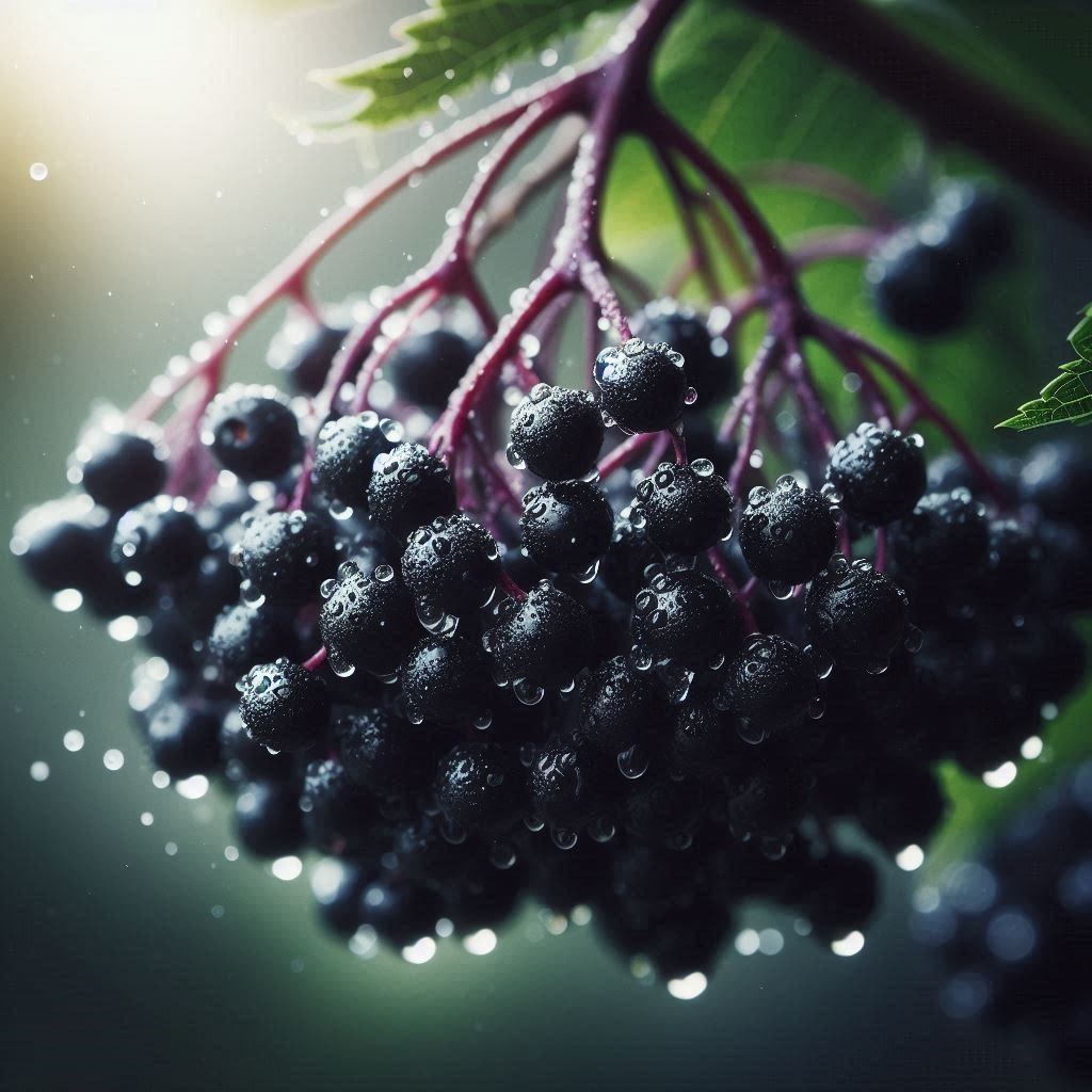 surowe owoce czarnego bzu, sok z czarnego bzu właściwości