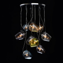 Szklane lampki wiszące na stalowych linkach kolorowe RegenBogen Megapolis 606011009