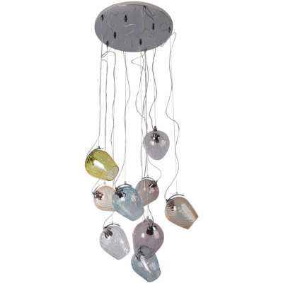 Szklane lampki wiszące na stalowych linkach kolorowe RegenBogen Megapolis 606011009