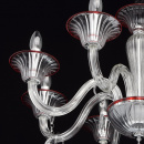 Szklany, 8-ramienny żyrandol z czerwonymi wykończeniami MW-LIGHT Elegance 483012008