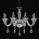 Szklany, 8-ramienny żyrandol z czerwonymi wykończeniami MW-LIGHT Elegance 483012008