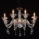 Szklany, 8-ramienny żyrandol z czerwonymi wykończeniami MW-LIGHT Elegance 483012008
