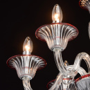 Szklany, 8-ramienny żyrandol z czerwonymi wykończeniami MW-LIGHT Elegance 483012008