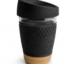 Szklany kubek do kawy z silikonową opaską i wieczkiem Sagaform czarny SF-5017714