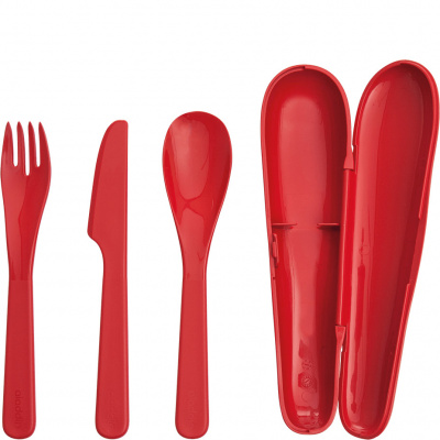 Sztućce ekologiczne w futerale Aladdin Recycled & Recyclable czerwone 10-01374-025_RE