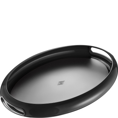 Taca owalna, metalowa z uchwytami i gumowym wnętrzem czarna Spacy Wesco 322102-62