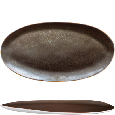 Talerz owalny - mały półmisek porcelanowy, ciemnoszary Eter Verlo V-85000-6