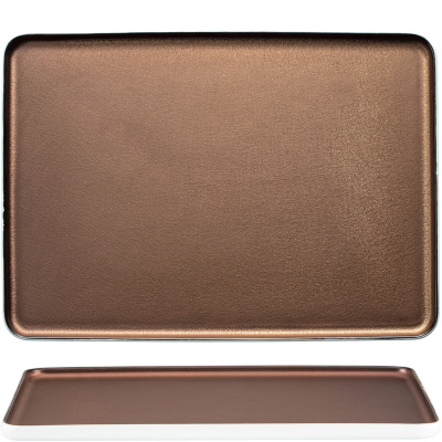 Talerz prostokątny - półmisek do serwowania, porcelanowy Eter Verlo miedziany V-85014-6