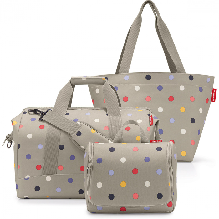 Torby na zakupy i kosmetyczka - zestaw prezentowy Reisenthel beige dots