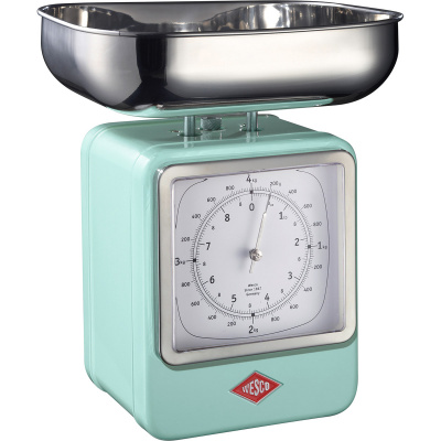 Waga retro kuchenna z zegarem turkusowa Wesco 322204-51