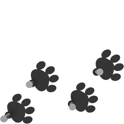 Wieszaki ścienne Cat Footprint CalleaDesign czarne 53-13-2-5