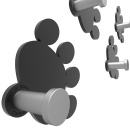 Wieszaki ścienne Cat Footprint CalleaDesign czarne 53-13-2-5