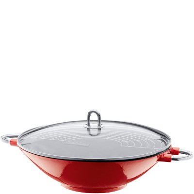 Wok Bodum Chambord ze szklaną pokrywką 37cm czerwony BD-K0810-294E