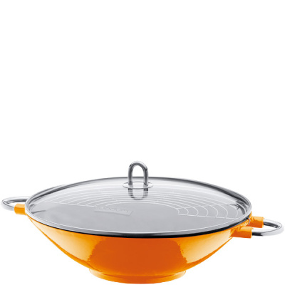 Wok Bodum Chambord ze szklaną pokrywką 37cm pomarańczowy BD-K0810-106E