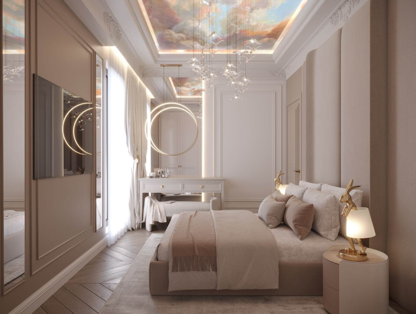 zalety sufitu napinanego, odpowiednia aranżacja salonu i sypialni