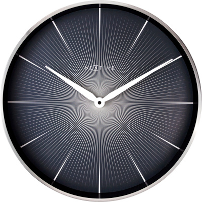 Zegar ścienny 2 Seconds, czarny cyferblat Nextime 40 cm 3511 ZW